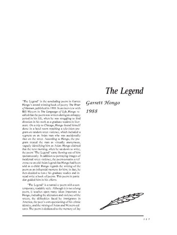 نقد شعر   The Legend by Garrett Hongo