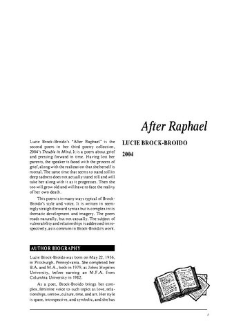 نقد شعر   After Raphael by lucie brock broido