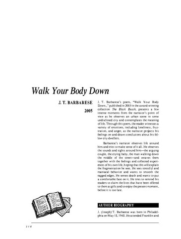 نقد شعر   Walk Your Body Down by J. T. Barbarese