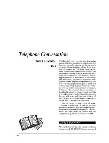 نقد شعر Telephone Conversation by Wole Soyinka