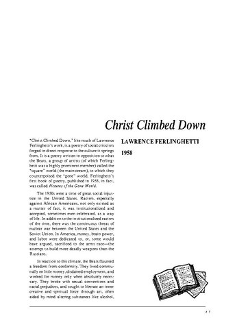 نقد شعر   Christ Climbed Down by Lawrence Ferlinghetti