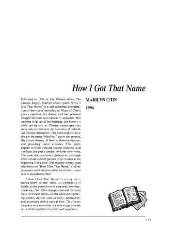 نقد شعر   How I Got That Name Poem by Marilyn Chin