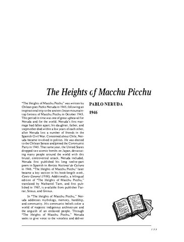 نقد شعر   The Heights of Macchu Picchu by Pablo Neruda