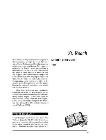 نقد شعر   St. Roach by Muriel Rukeyser