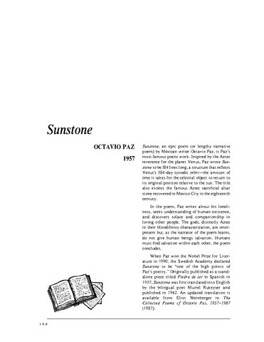 نقد شعر Sunstone by Octavio Paz