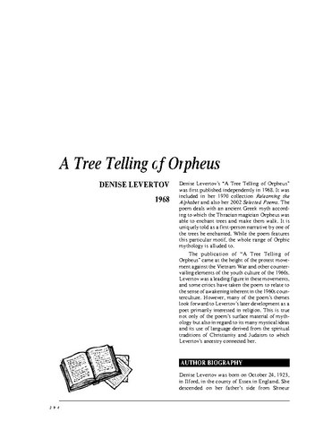 نقد شعر   A Tree Telling Of Orpheus by Denise Levertov