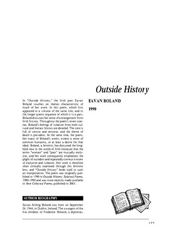 نقد شعر   Outside History by Eavan Boland