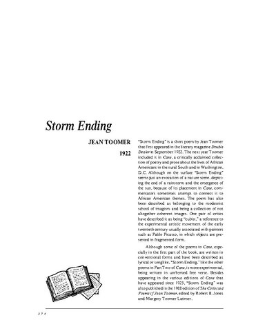 نقد شعر   Storm Ending by Jean Toomer