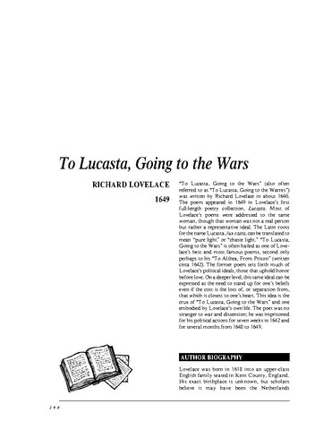 نقد شعر   To Lucasta, Going to the Wars by Richard Lovelace