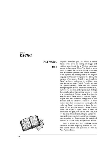 نقد شعر   Elena by Pat Mora