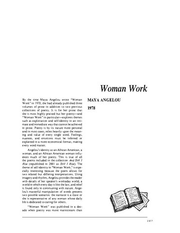 نقد شعر   Woman Work Poem by Maya Angelou