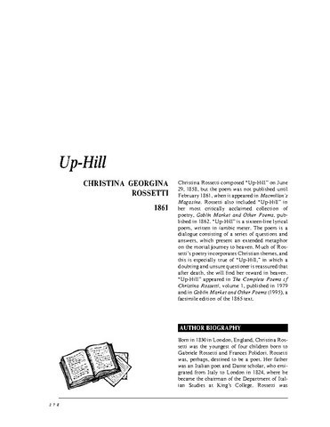 نقد شعر   Up-Hill by Christina Rossetti
