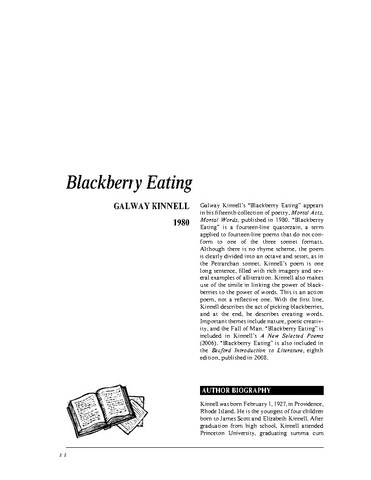 نقد شعر   Blackberry Eating by Galway Kinnell