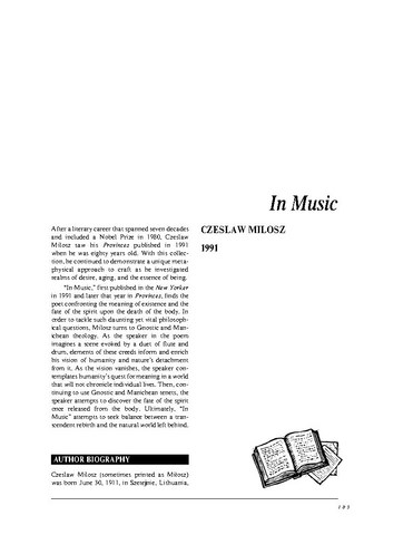 نقد شعر   In Music by Czesław Miłosz