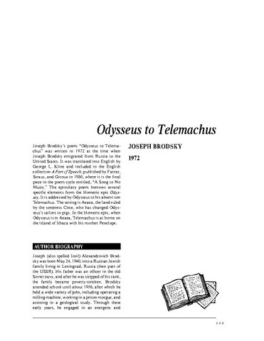 نقد شعر   Odysseus to Telemachus by Joseph Brodsky