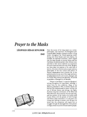 نقد شعر   Prayer To Masks by Leopold Sedhar Senghor