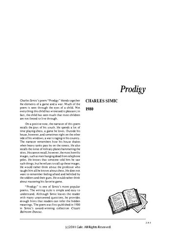 نقد شعر   Prodigy by Charles Simic