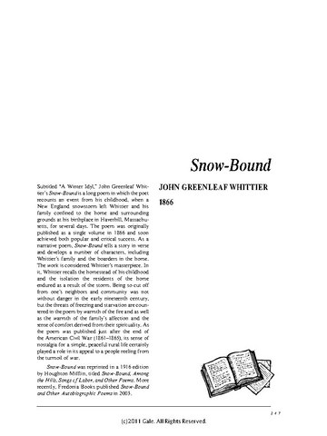 نقد شعر   Snowbound  by John Greenleaf Whittier