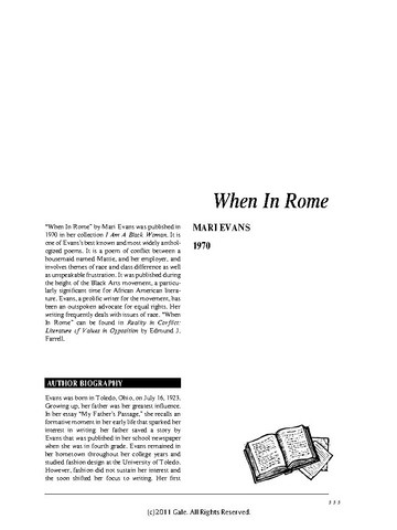 نقد شعر   When in Rome by Mari Evans