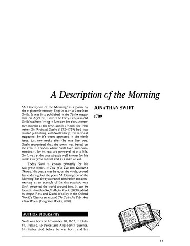 نقد شعر   A Description of the Morning by Jonathan Swift