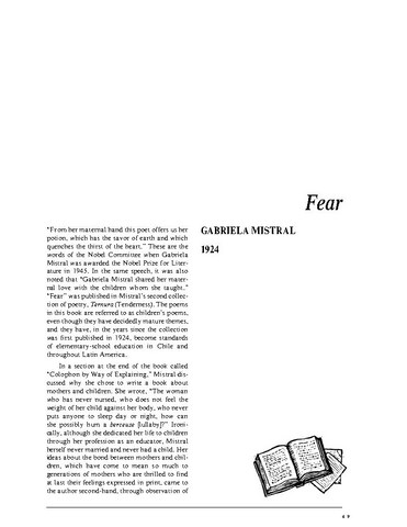 نقد شعر   Fear by Gabriela Mistral
