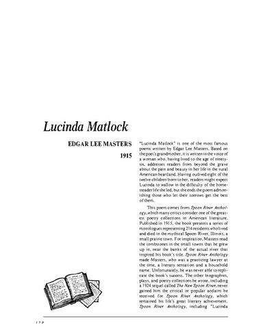 نقد شعر   Lucinda Matlock by Edgar Lee Masters