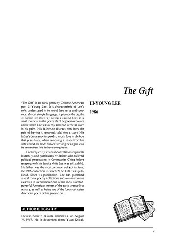 نقد شعر   The Gift by Li-Young Lee