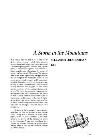 نقد شعر   A Storm in the Mountains by Aleksandr Solzhenitsyn