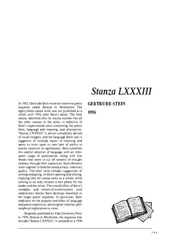 نقد شعر   Stanza LXXXIII by Gertrude Stein