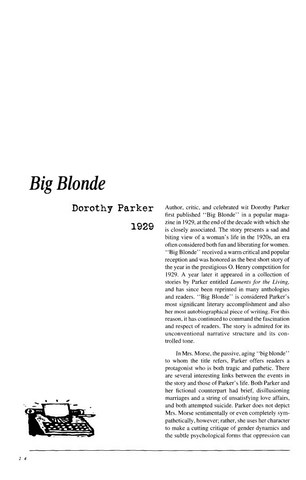 نقد داستان کوتاه   Big Blonde by Dorothy Parker