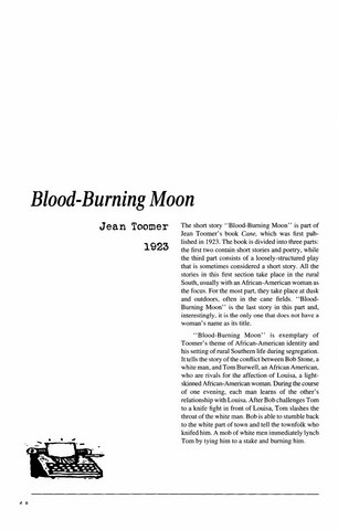 نقد داستان کوتاه   Blood-Burning Moon by Jean Toomer