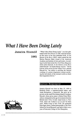 نقد داستان کوتاه   What I Have Been Doing Lately by Jamaica Kincaid