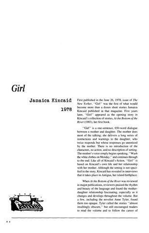 نقد داستان کوتاه   Girl by Jamaica Kincaid