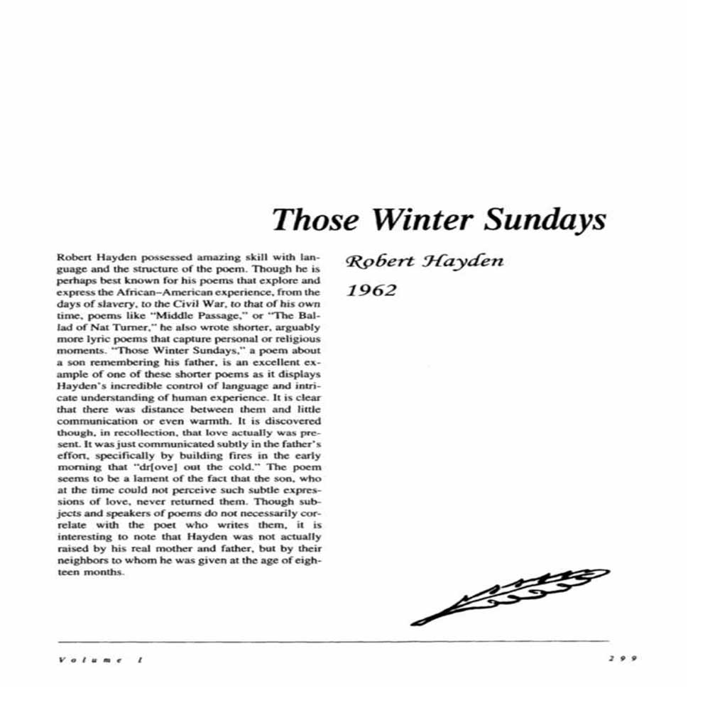 نقد شعر  Those Winter Sundays by Robert Hayden