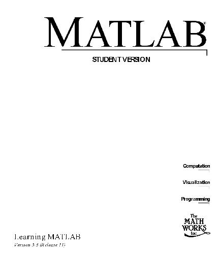 MATLAB student version: learning MATLAB version 5.3
