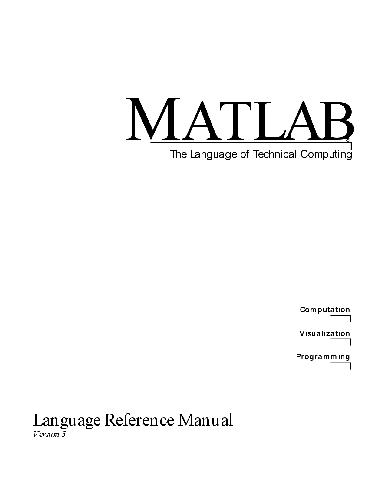 Matlab 5 - Reference Manual