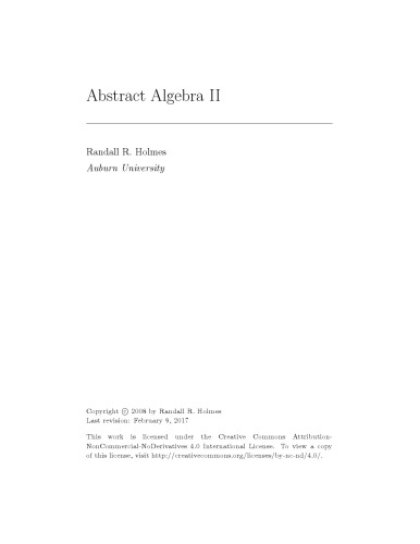 Abstract Algebra II