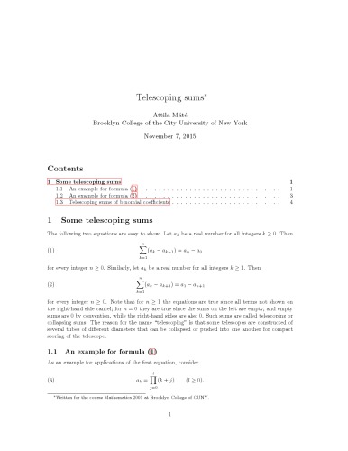 Telescoping sums [Lecture notes]