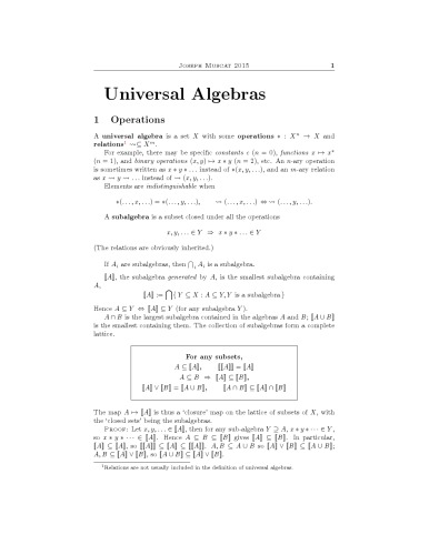 Universal Algebras