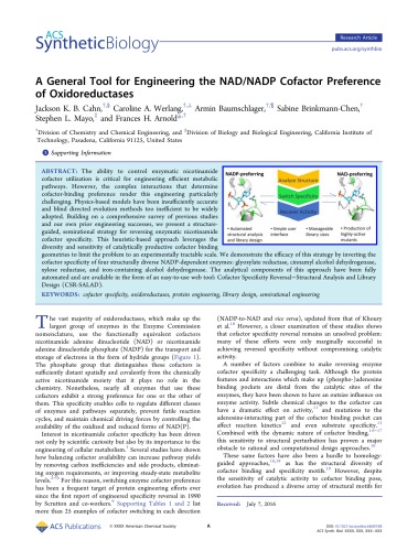 A General Tool for Engineering the NAD/NADP Cofactor Preference of Oxidoreductases