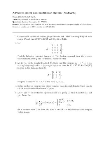 Advanced Linear and Multilinear Algebra [Lecture notes]