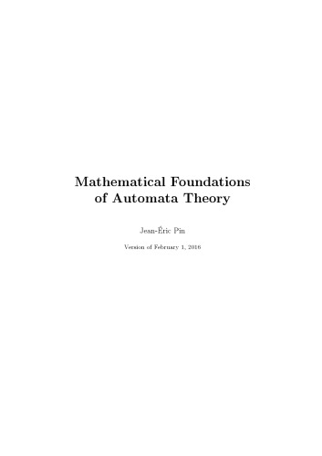 Mathematical Foundations of Automata Theory
