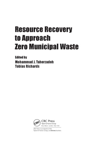 Resource recovery to approach zero municipal waste
