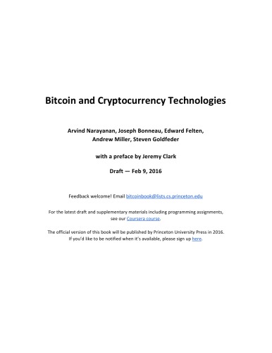 Bitcoin and Cryptocurrency Technologies [draft]