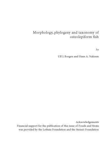 Morphology, phylogeny and taxonomy of osteolepiform fish