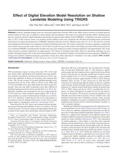 Effect of Digital Elevation Model Resolution on Shallow Landslide Modeling Using TRIGRS