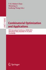 Combinatorial Optimization and Applications: 10th International Conference, COCOA 2016, Hong Kong, China, December 16–18, 2016, Proceedings