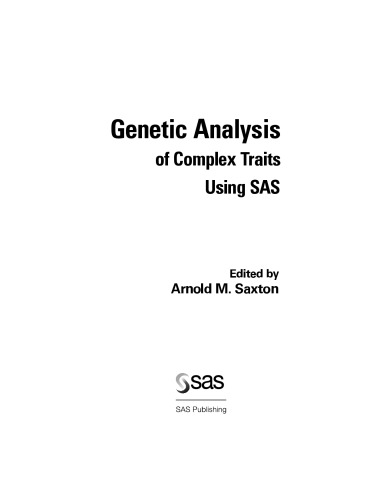 Genetic Analysis of Complex Traits using SAS
