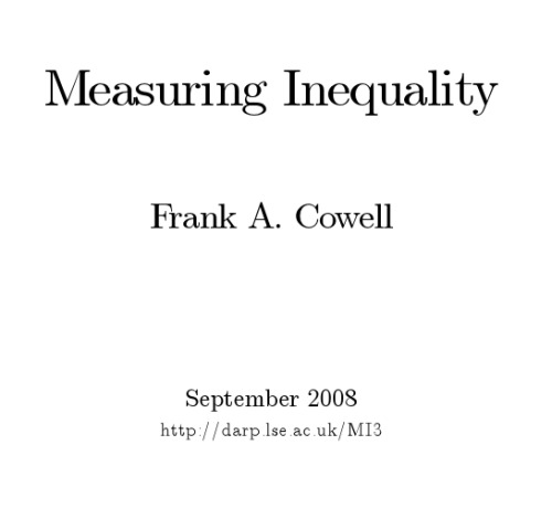 Measuring Inequality (Lse Handbooks in Economics Series)