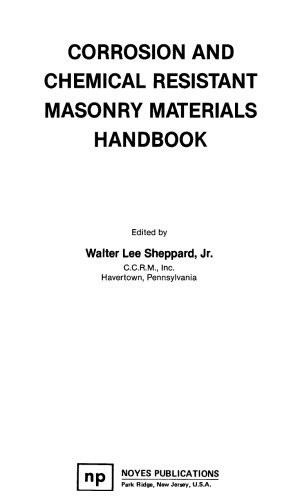 Corrosion and chemical resistant masonry materials handbook